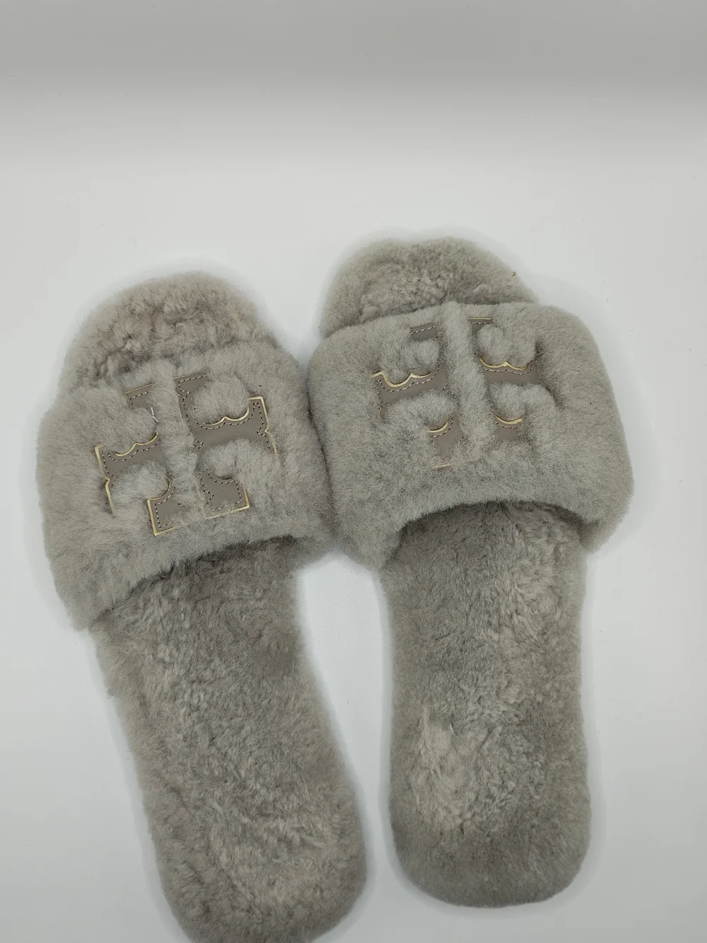 Tory Burch -Fur Slide Slippers in Light Gray Size 8 - Picture 4 of 7